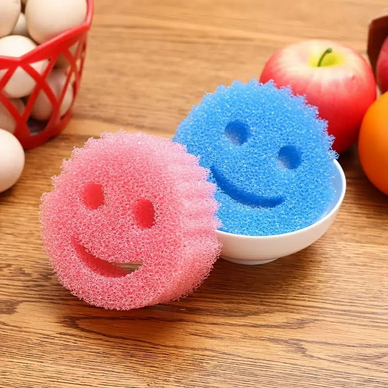 4pcs Cartoon Smiling Face Dishwashing Sponge Wipe Non Scratch Scouring Pads  Cute Kitchen Sponges And Scrubbers - Home & Kitchen - Temu