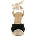 thumbnail image 4 of Wild Diva Maegan-32 Women Floral Crochet Ankle Wrap Slingback Espadrille Wedge - Black, 4 of 4