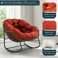 thumbnail image 5 of Outdoor Rocking Chair, Patio Oversized Wicker Egg Rocking Chair, Indoor & Outdoor Comfy Rocker Chair with Thick Cushion, Modern Lounge Chair for Balcony, Front Porch, Garden, Backyard, Deck, Orange, 5 of 17