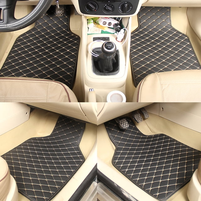 4 Pieces Car Floor Mats Car Floor Automotive Interior Liner Foot Pad Decorative Carpet Front Rear Decoration Washable Reusable Mat Brown