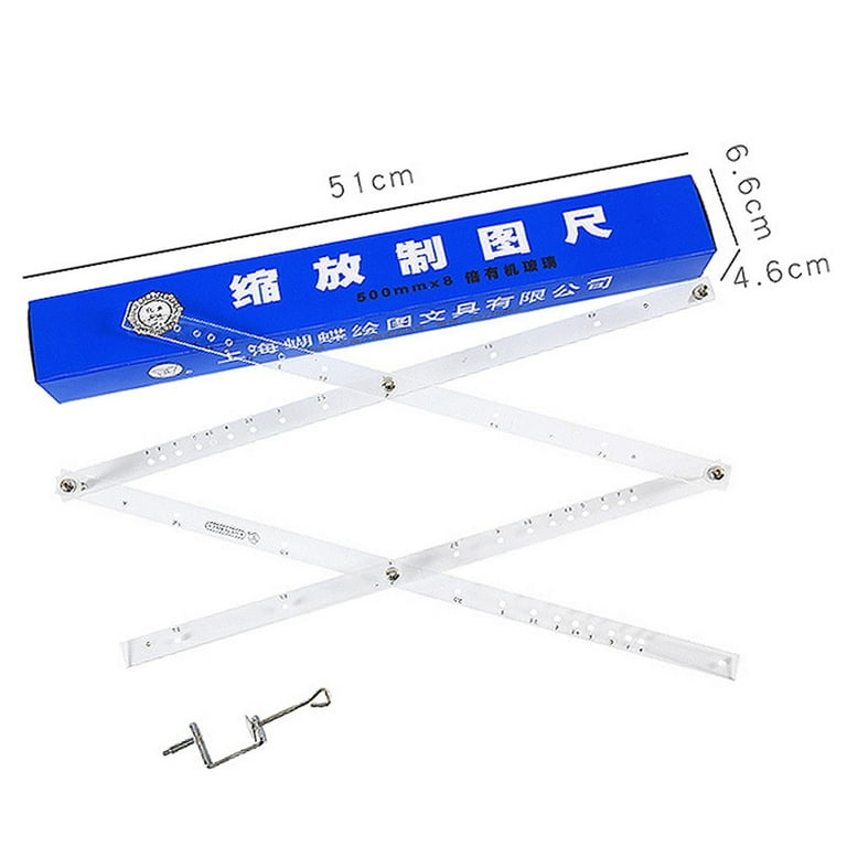 KJHBV Drawing Ruler Zooming Scale Ruler Pantografo Construction Rulers  Engineer Ruler T Ruler Transparent Grid Overlay for Drawing Stainless Steel