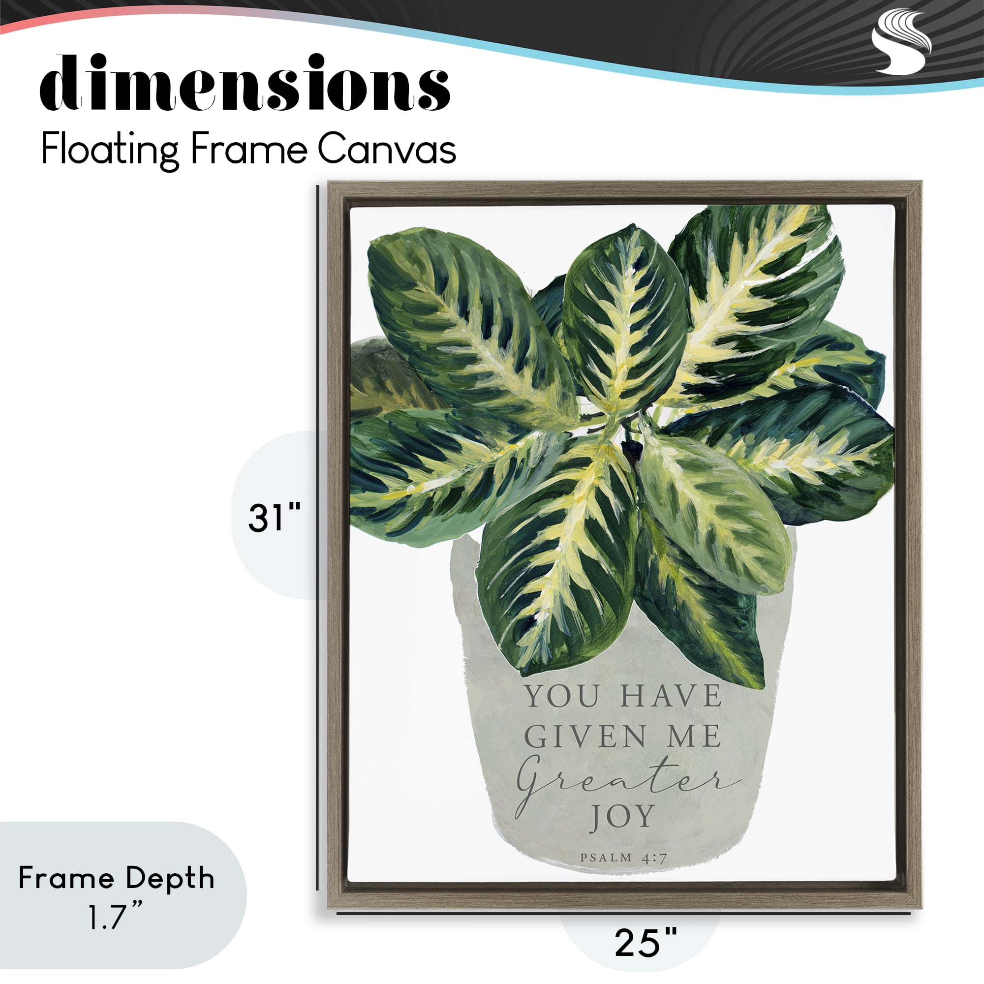 Stupell Industries Prayer & House Plant Brown Framed Floater Canvas Wall Art, design by Lanie Loreth