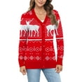 thumbnail image 3 of Uvplove Women Long Sleeve Soft Basic Knit Cardigan Sweater,Red Chrismas Elk,3XL,(S-3XL), 3 of 7