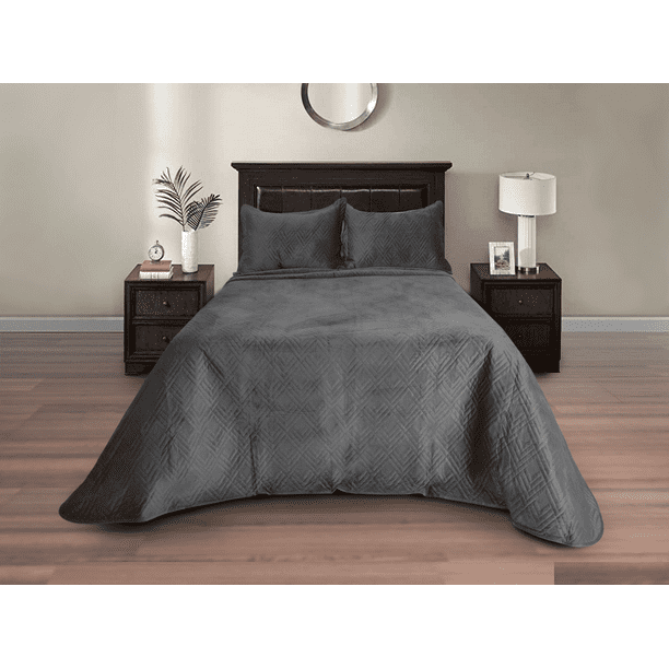 Colcha Velvet Terciopelo Gris Matrimonial Fundas Dormireal Gris Velvet Bodega Aurrera en linea