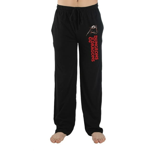 Mens Black Dungeons & Dragons Game Drawstring Sleepwear Sleep Pajama Pants-Medium