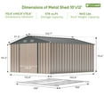 thumbnail image 6 of Patiowell Double Lockable Doors Metal Outdoor Storage Shed with Floor Frame, 10' x 12', Brown, 6 of 7