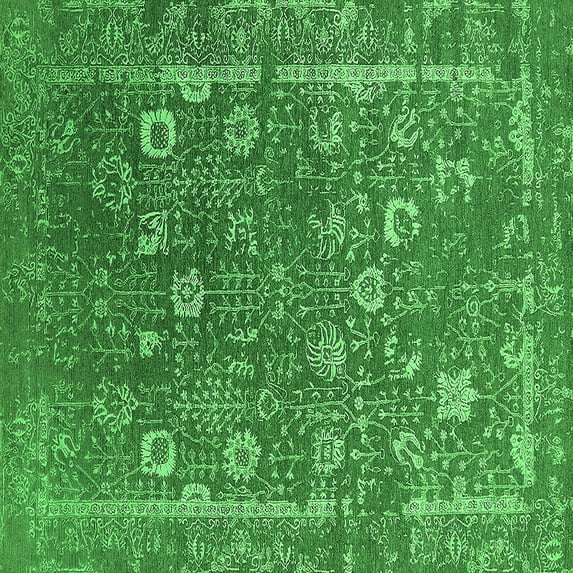Ahgly Company Indoor Square Oriental Green Industrial Area Rugs, 6' Square