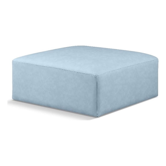 Meridian Furniture Cube Light Blue Vegan Leather Ottoman