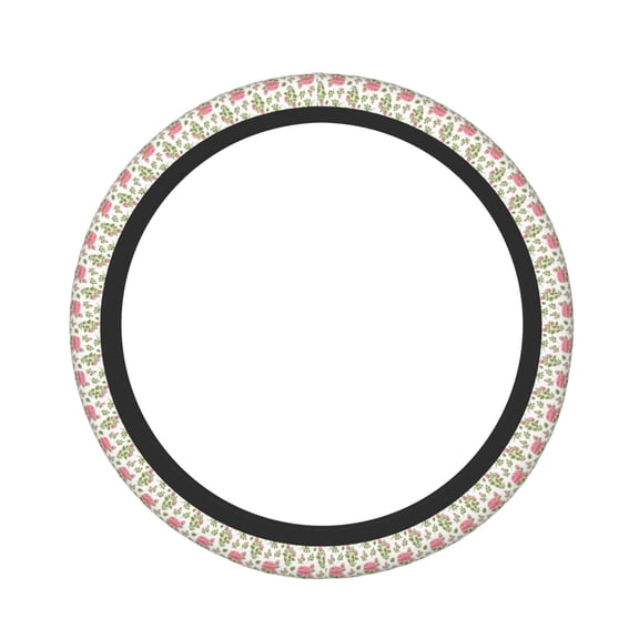 Picia Rose Flowers Car Steering Wheel Cover, Non-Slip, Breathable, Universal 15 inch