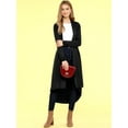 thumbnail image 5 of Made by Johnny Women's Casual Long Open Front Drape Lightweight Duster High Low Hem Maxi Long Sleeve Cardigan S BLACK, 5 of 6