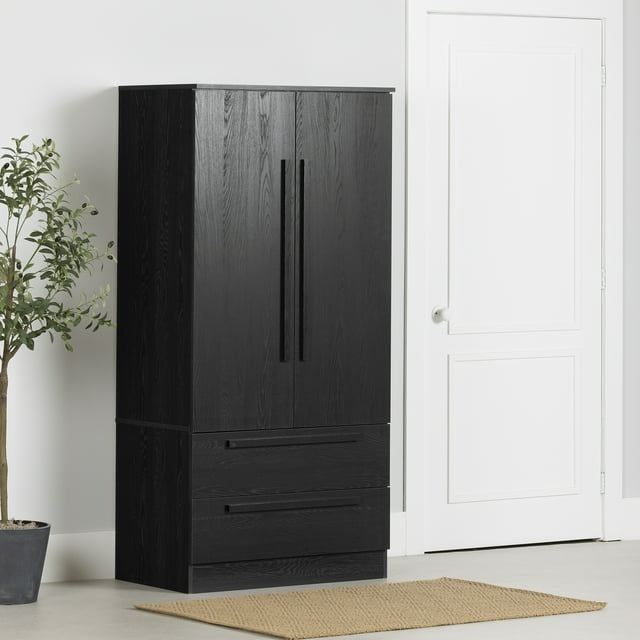 Armoire de rangement 2 portes, fini Chêne noir, collection Haven de Meubles South Shore