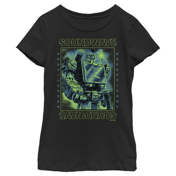 Girl's Transformers Soundwave Lightning Waves Graphic Tee Black Small