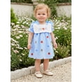 thumbnail image 3 of RUINIXCW Toddler Baby Girl Back to School Dress Kids Pre Kindergarten Outfits Baby Girls First Day of School Outfit Letters Embroidery Short Sleeve Stripes Summer Dress, 3 of 8