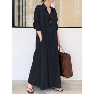 ZANZEA Womens Long Sleeve Maxi Dress, Floral Print, Cotton, White Navy,  Autumn Winter - Walmart.com