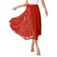 thumbnail image 3 of CHICTRY Womens Lyrical Belly Dance High Low Skirt Maxi Dance Skirt Ballroom Performance Flowy Skirt Red One Size, 3 of 7