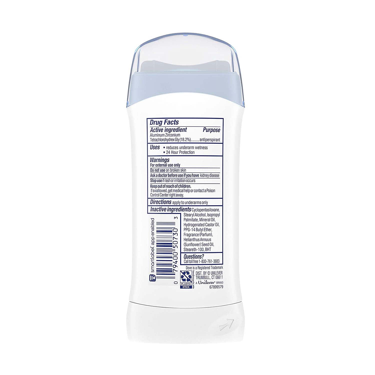 Dove Antiperspirant Deodorant Original Clean Invisible Solid, 2.6 oz, 5 Pack