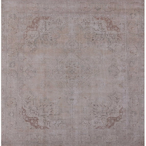 Ahgly Company Indoor Square Mid-Century Modern Rose Purple Oriental Area Rugs, 6' Square