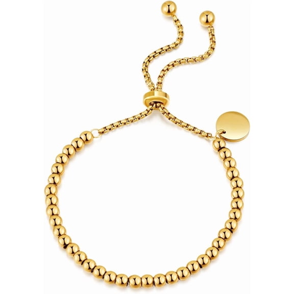 Gold/Silver Beaded Bracelet For Women Stainless Steel Round Ball Bracelet Stackable Bracelets Adjustable Jewelry[z7729]