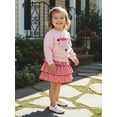 thumbnail image 4 of BemeyourBBs Toddler Baby Girls Valentines Day 2 Piece Outfits Fall Winter Spring Clothes Heart Letter Embroidery Long Sleeve Crewneck Sweatshirt Tops and Plaid Tiered Skirt Set, 4 of 9