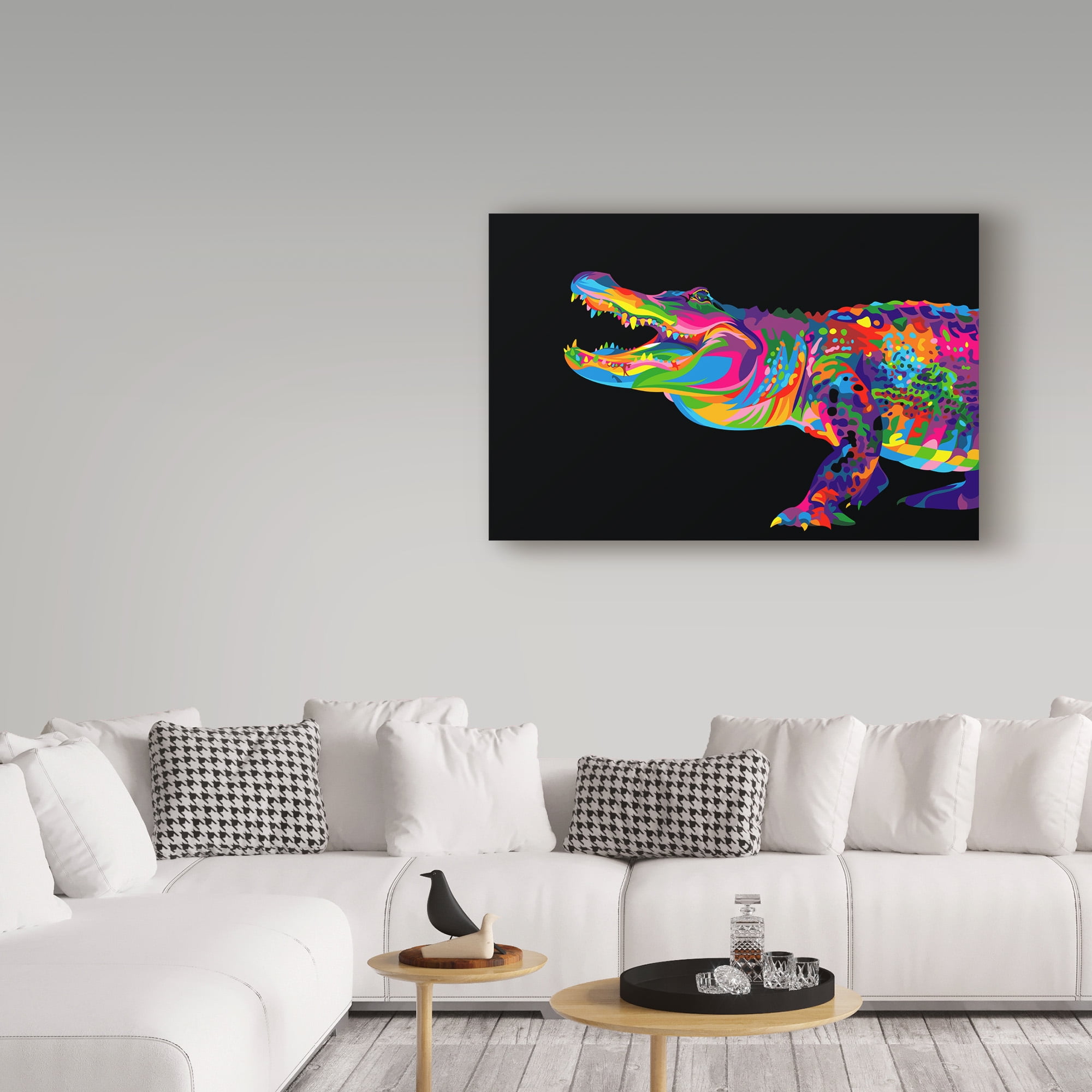 Trademark Fine Art 'Alligator On Black' Canvas Art by Bob Weer