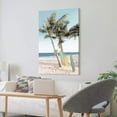 thumbnail image 3 of Beach Seaside Canvas Wall Art: Coastal Coconut Trees Painting Ocean Swing Hanging on Palm Tree Picture Seascape Sunset Artwork Decor for Living Room Bathroom 16" x 12", 3 of 6