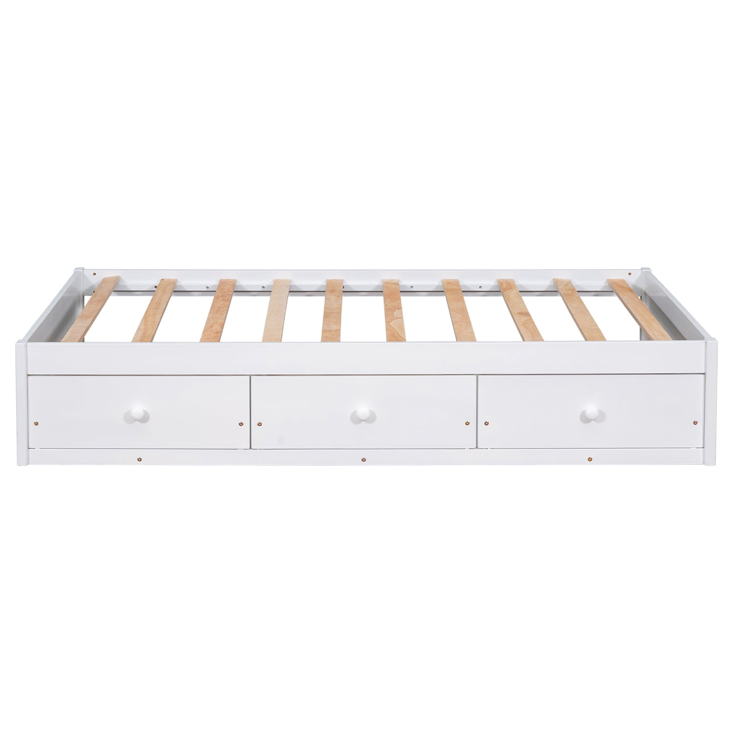 Kadyn Twin Platform Bed Frame, Twin Size Platform Storage Bed with 3 Drawers, Bed Frame for Kids, White