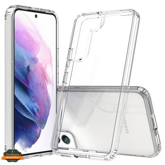 For Samsung Galaxy S22 Crystal HD Clear Transparent Back Panel TPU Bumper Hybrid Thin Slim Hard Shockproof Anti-Drop Phone Case Cover by Xpression [Black]