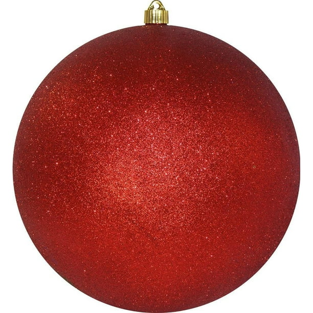 Large Shatterproof Glitter Ball Ornament, 12" (300mm), Red Glitter