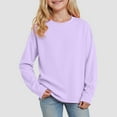 thumbnail image 2 of idosla Girls Long Sleeve Tees Solid Color Soft Loose Casual T-Shirts Kids Basic Crewneck T-Shirts Top for Teen Youth (Light Purple, 13-14 Years), 2 of 5