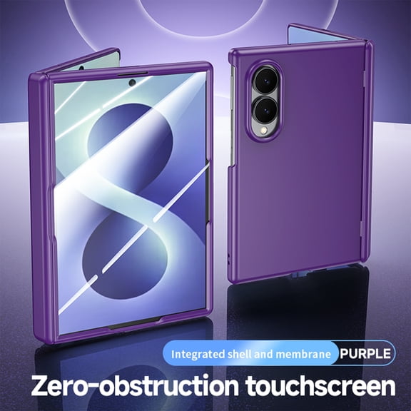 ELEHOLD Full Body Case Built-in Screen Protector For Samsung Galaxy Z Fold8 Slim Fit Shockproof Rugged Hinge Protection Cover,Purple(Clear Film)