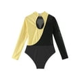 thumbnail image 4 of YEAHDOR Kids Girls Long Sleeve Gymnastics Workout Leotard Keyhole Back Bodysuit Figure Skating Dancewear Black 14, 4 of 5