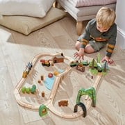 Tender Leaf Toys - Wild Pines Train Set - Stunning Wooden Lumberjack Style Toy Train Set for Age 3+