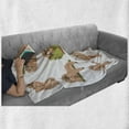thumbnail image 6 of Sloth Soft Flannel Fleece Throw Blanket, Animal Cartoon Character Different Situations Emotions Funny Scared Cool, Cozy Plush for Indoor and Outdoor Use, 60" x 80", Pale Brown Green, by Ambesonne, 6 of 6