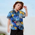 thumbnail image 2 of RTKFRFLM Boys' Hawaiian Aloha Beach Shirt Tropical Floral Print Short Sleeve Collared Top for Kids Fashionable Casual Button Down Holiday Soft Breathable Summer Party Wear Size 5-14, 2 of 5