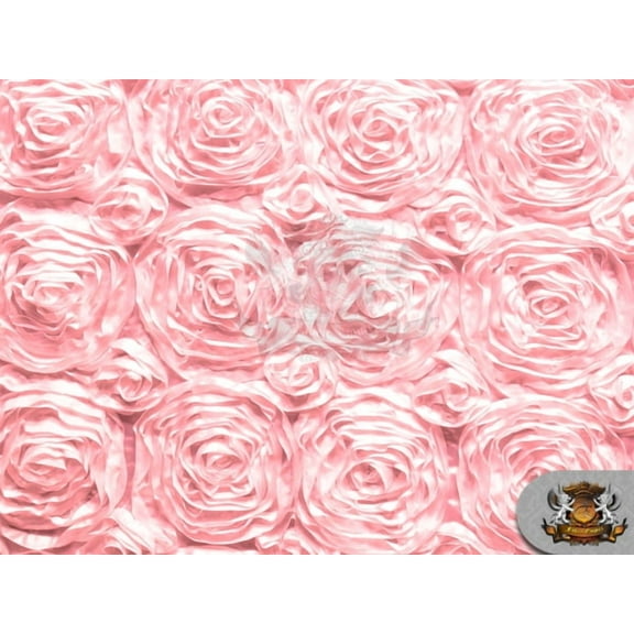 Rosette Satin Fabric PINK / 54" Wide / Sold by the yard