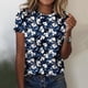 thumbnail image 1 of Puntoco Liquidación de blusas cortas para mujer Blusas estampadas de moda para mujer Camiseta de manga corta Cuello redondo, 1 of 4