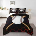 thumbnail image 2 of Erosebridal Baseball Sport Comforter Sets Queen Size,Gemeotric Honeycomb Comforters & Duvets,Red Black Bedding Queen Comforter Set For Youth,Super Cozy Bedroom Decor,3-Piece, 2 of 8