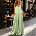 thumbnail image 3 of MLCDZ Womens Satin Wide Leg Jumpsuits Dressy Casual Flowy Spaghetti Strap V Neck Sleeveless Indoor Date Night Rompers One Piece Outfits with Pockets, 3 of 8