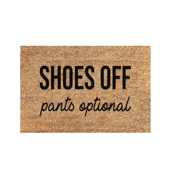 Joke Welcome Door Mat Summer Door Mats Coco Coir Floor Mat Fun Slogan Doormats ‘Shoes off Pants Optional’ Front Doormat with Non-silp Backing ,Welcome Mat 16''x24'' Fade Resistant Pet Friendly