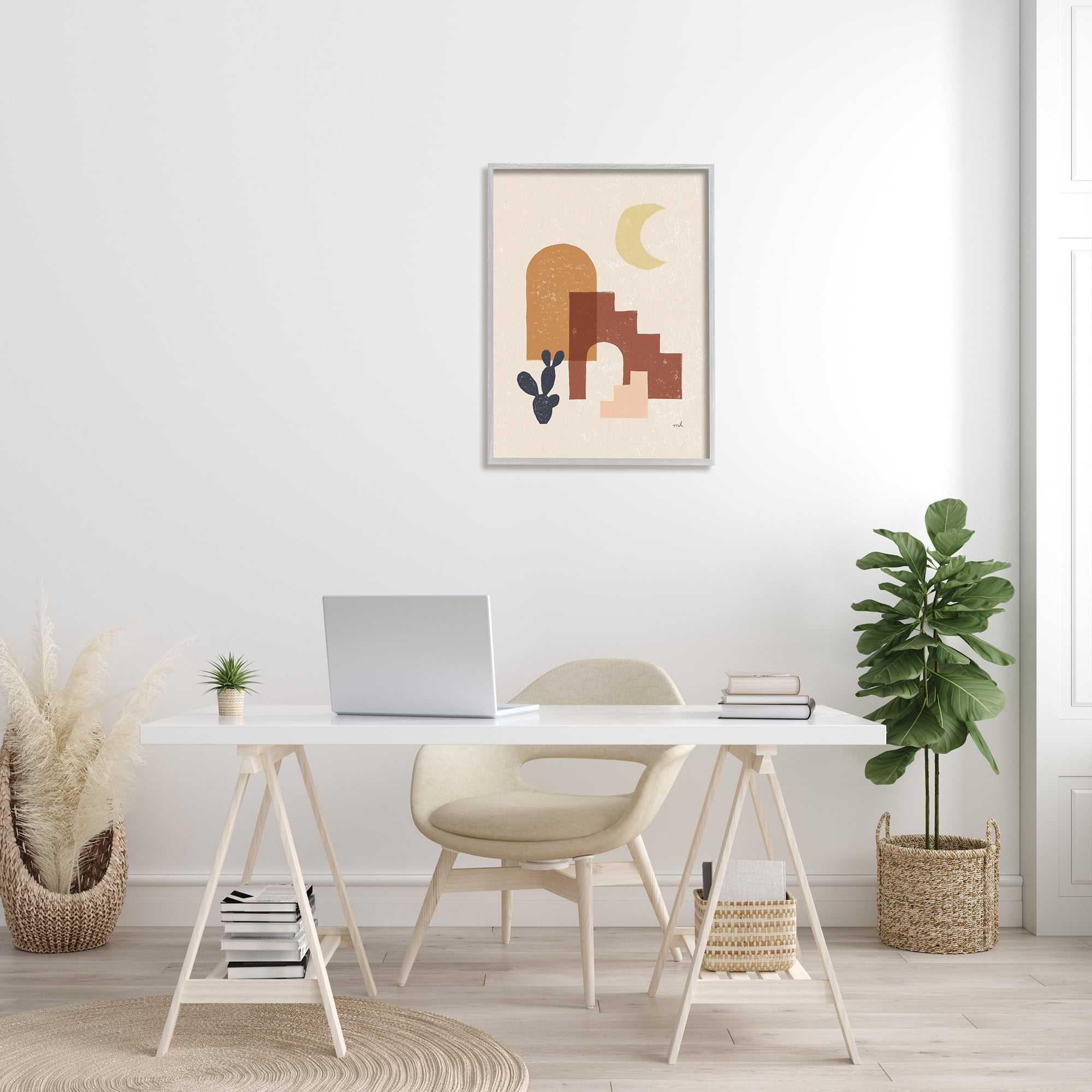 Stupell Indtries Abstract Terracotta Architecture Geometric Shapes Crescent Moon Cact,24 x 30,Design by Moira Hershey