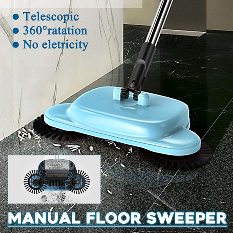 Broom + Mop + Dustpan, Stainless Steel Hand 360 Degree Push Sweeper