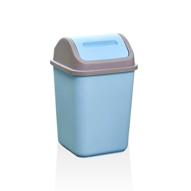 Cubo de basura clasificado Bewildely con tapa abatible de plástico 10L Azul