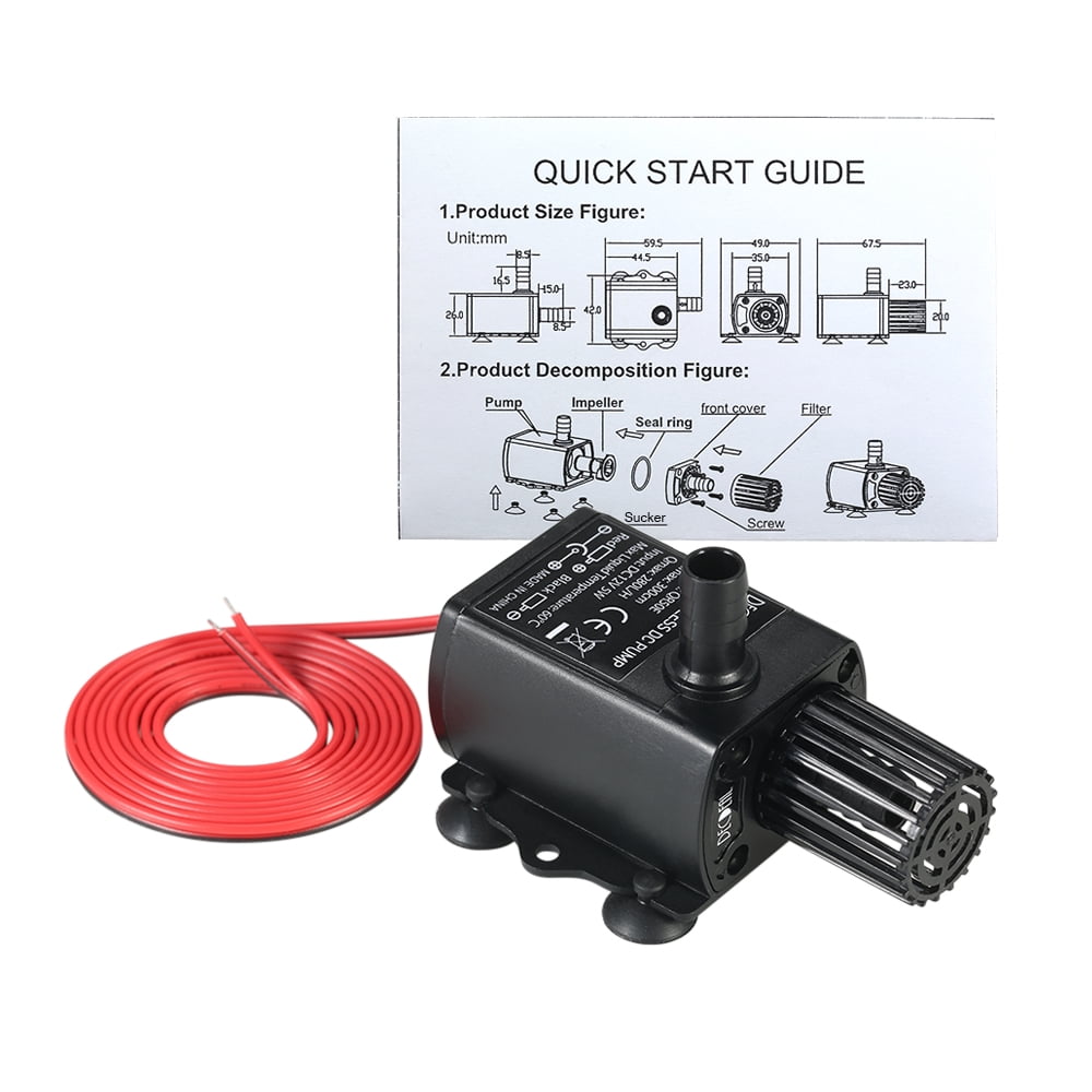 Decdeal DC12V 5W Ultra-quiet Mini Brushless Water Pump Waterproof Submersible Fountain Aquarium Circulating 280L/H Lift 300cm