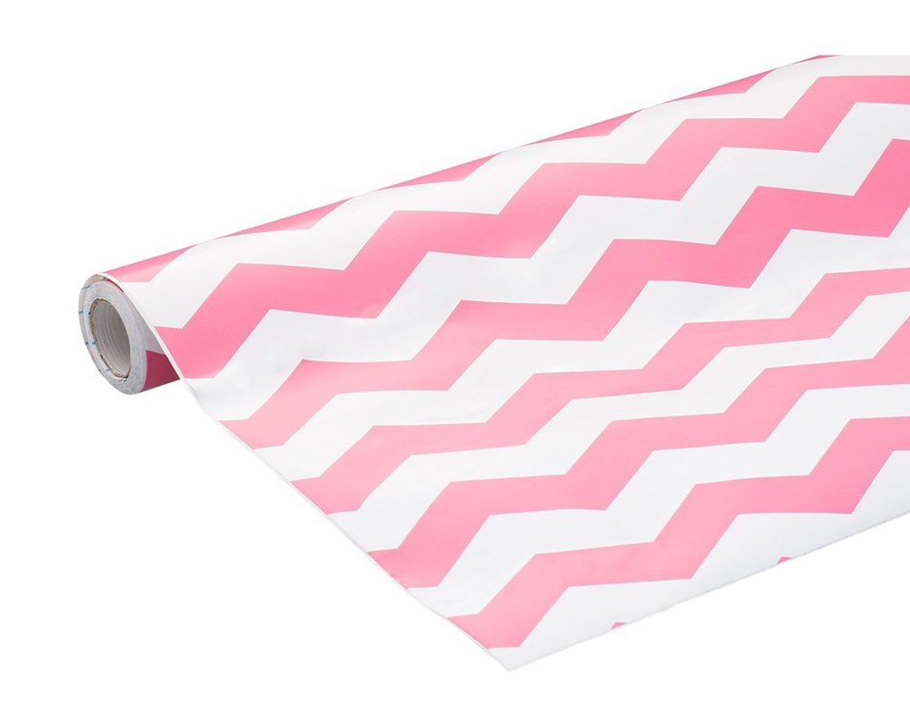 Self Adhesive Shelf Liner, 18 by 16 Inch, Pink Chevron, 2 Pack (Pink