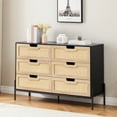 thumbnail image 4 of Commode en Rotin, Commode Haute à 6 Tiroirs pour Chambre, Unités d'Organisation de Rangement pour Garde-Robe Salon Couloir Entrée, Grande Tour à Tiroirs (Noir, 6 Tiroirs), 4 of 9