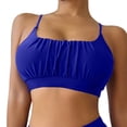 thumbnail image 3 of Women's Solid‑Color High‑Waist Two‑Piece Bikini Set Padded Wire‑Free Loose Spaghetti Strap Split Swimsuit Blue S(S), 3 of 4