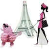 Creative Converting 265584 3 Piece Party in Paris Centerpiece Set, Pink/Black