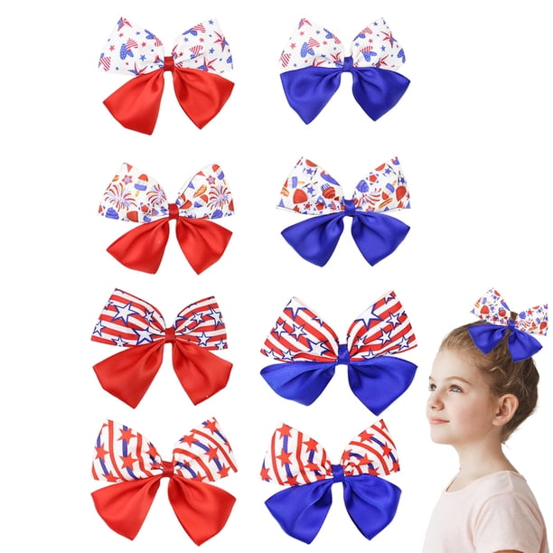 8 Piezas Horquilla con Lazo Lazos para el Cabello del 4 de Julio Pinzas para el Cabello para niños para el día de la Independencia Pajaritas para el Cabello Lazo patriótico Pinza para el Cabello