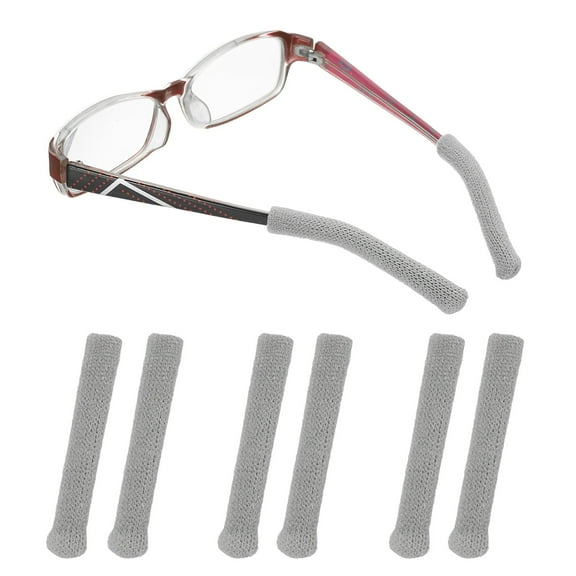 Uxcell Glasses Ear Cushion 2.17 In, 3 Pairs Soft Ear Grippers Knitting Cotton Glasses Non-Slip Comfortable Elastic Eyeglasses Arm Cushions Temple Tips, Gray