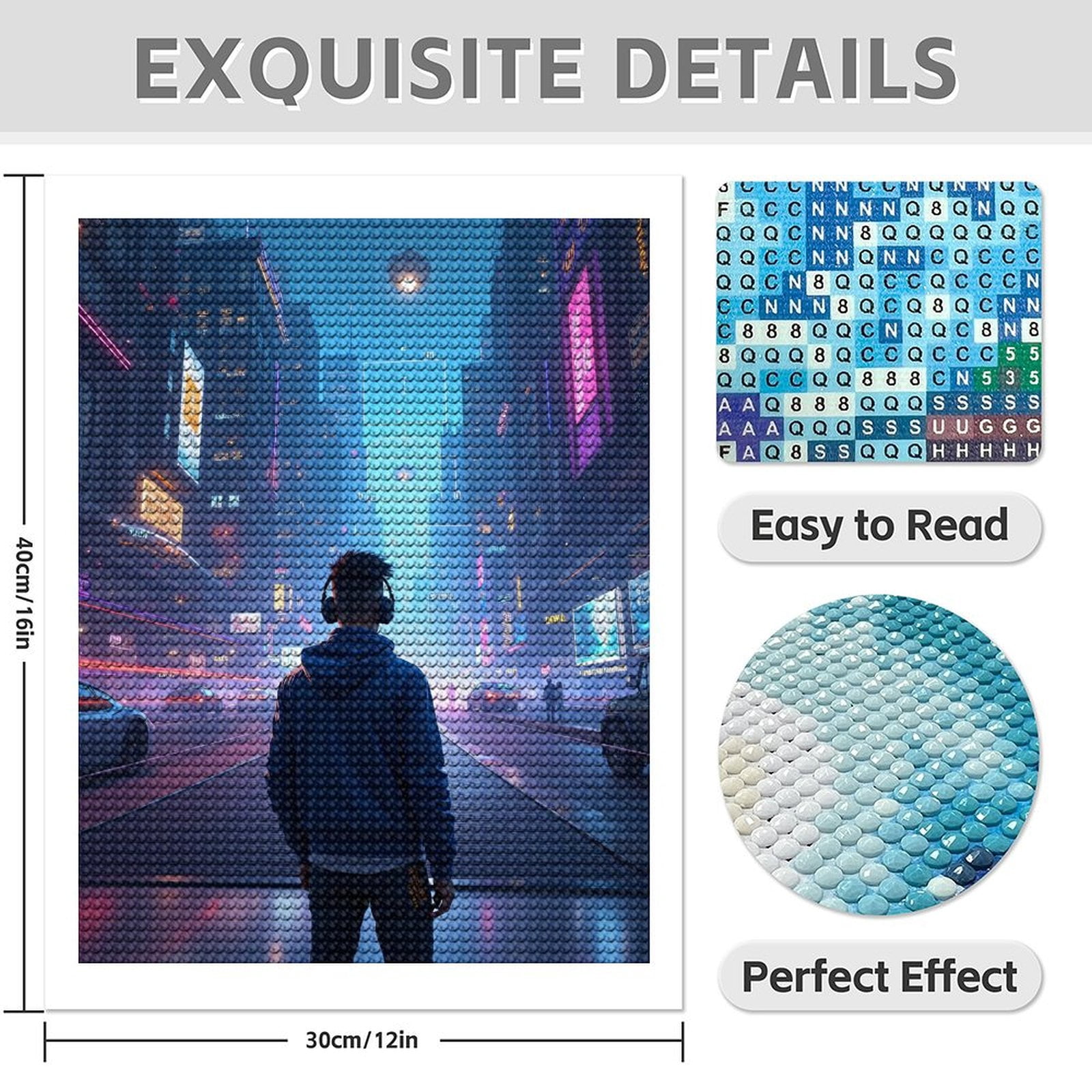 Diamond Art Kits for Adults - Cyberpunk Cityscape Print No.47 5D Frameless Dimond Painting Kit for Adults Beginner, Round Diamond Kits for Home Wall Decor, Gift for Women